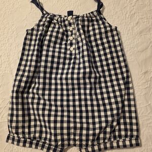 GAP Navy and White Checkered Romper